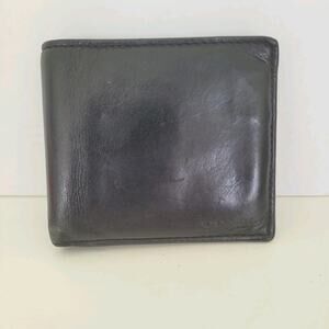 Coach Designer Mens Wallet Black Bifold Leather Folding Medium Logo Vintage